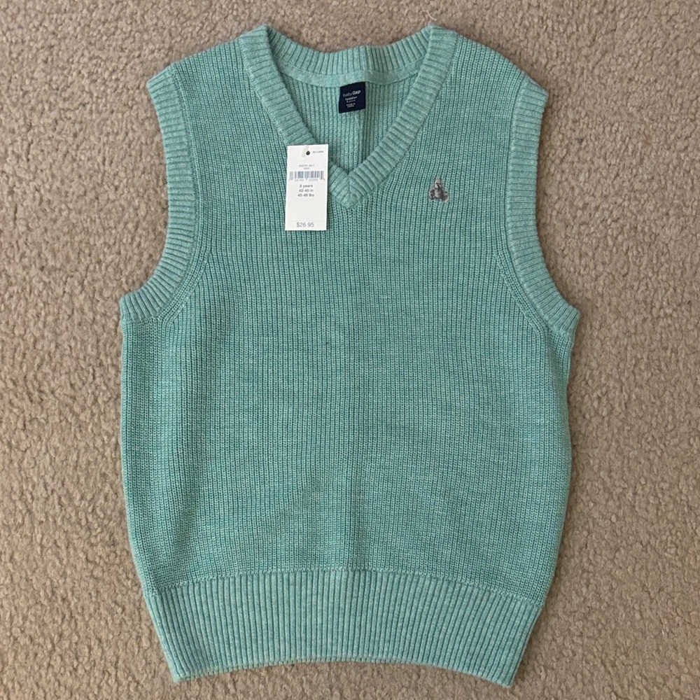 Toddler Baby Gap NWT size 5T sweater vest in turquoise blue cotton/acrylic